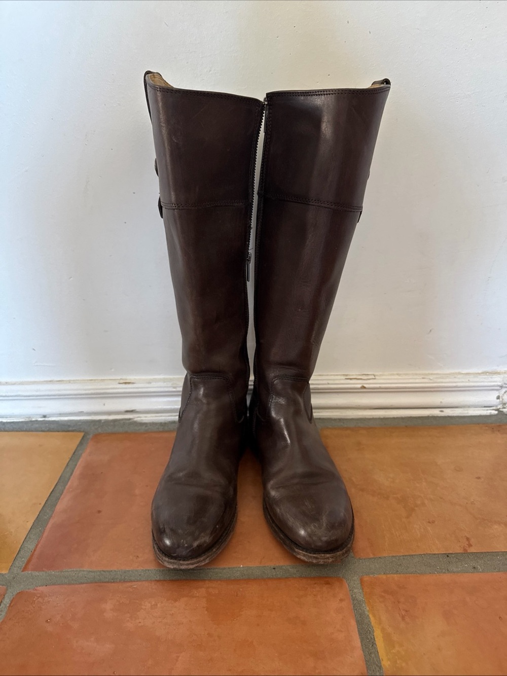 Frye Jayden Button Leather Knee-High Zip Boots